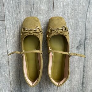 Olive Green Mary Jane Flats